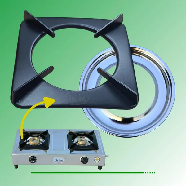 Delta_Gas_Stove_Parts_Black_Powder_Coated_Square_Pan_Support_With_Spill_Dip_Tray_For_2_Burner_Universal_19_X_19_X_3_Cm_Diagonal_Pin_To_Size_22_Pack_Of_Set
