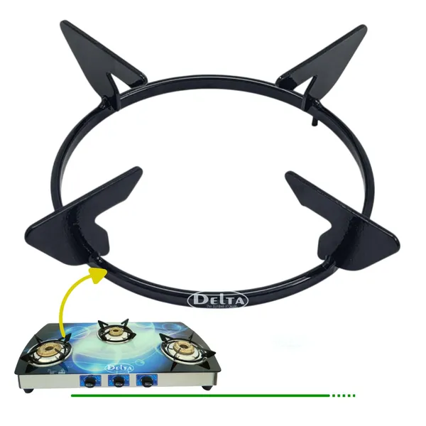 Delta_Gas_Stove_Black_Powder_Coated_Heavy_Duty_Rust_Resistent_Pan_Support_Stand_Pin_To_Size_15_Cm_Glass_Top_Compatible_Metal_Construction_Pack_Of_1_Gls_150_A