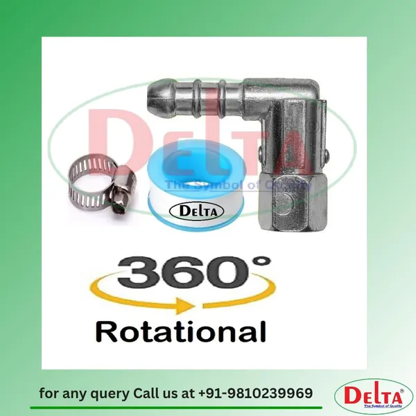 Delta_360_Revolving_Zink_Casted_Nozzle_Gas_Pipe_Connector_1_4_Bspt_X_10_Mm_Thread_Stove_Parts_Included_Leakproof_Ptfe_Seal_Teflon_Tape_Hose_Clamp