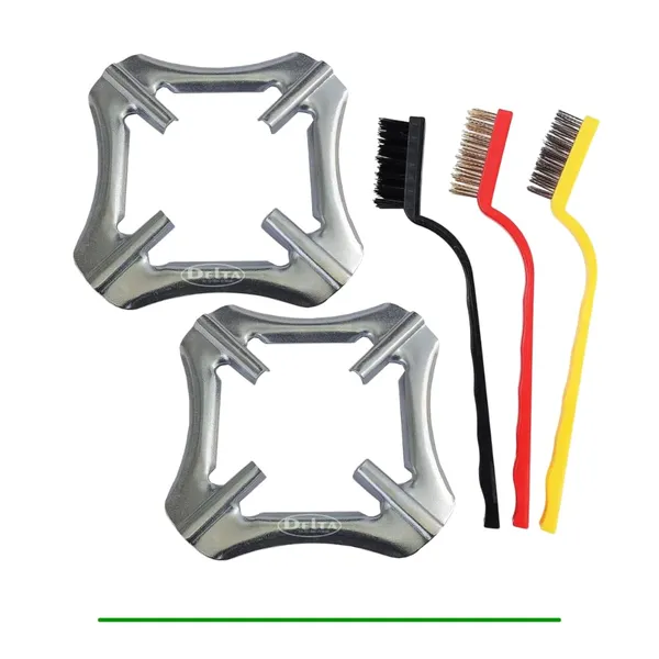 Delta_Gas_Stove_Replacement_Parts_Silver_Zink_Plated_Small_Utensils_Vessels_Stand_With_Wire_Brush_Extra_Attachment_Jali_Removable_Bowl_Thick_And_Strong_Pan_Support_Size_13_X_Cm