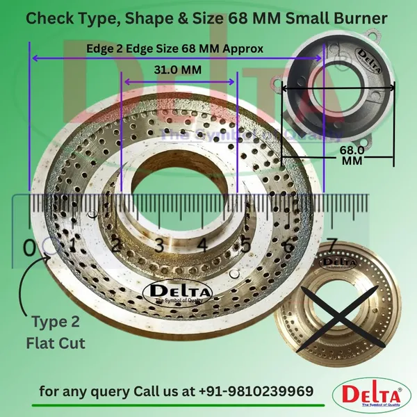 Delta_Gas_Stove_Parts_Brass_Burner_Cap_For_Auto_Ignition_Glass_Top_Pack_Of_Type_2_Flat_Cut_Small_68_Mm_Note_Select_Carefully_And_3