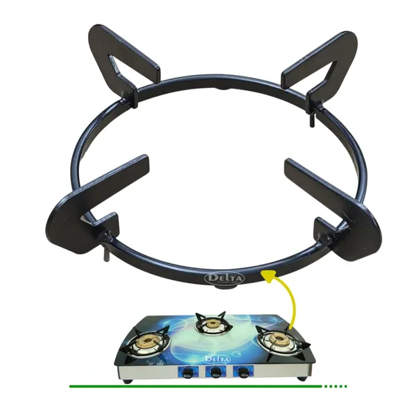 Delta_Gas_Stove_Black_Powder_Coated_Metal_Pan_Support_Stand_Pin_To_Distance_15_Cm_Compatible_With_All_Branded_Glass_Top_Stoves_Pack_Of_1