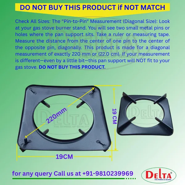 Delta_Gas_Stove_Part_Black_Powder_Coated_Square_Pan_Support_For_Universal_Burner_Stand_Replacement_Pansupport_Durable_Heavy_Duty_Rust_Free_Pack_Of_1