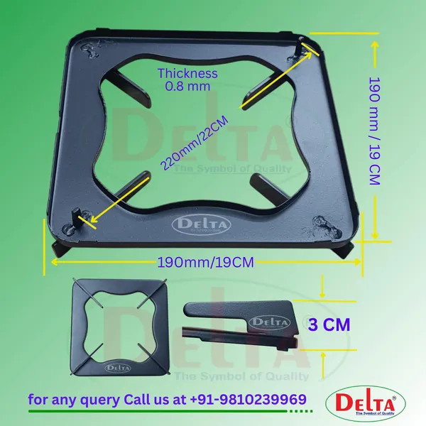 Delta_Gas_Stove_Part_Black_Powder_Coated_Heavy_Duty_280_Gms_Square_Pan_Support_Size_19_X_19_X_3_Cm