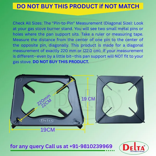 Delta_Gas_Stove_Part_Black_Powder_Coated_Heavy_Duty_280_Gms_Square_Pan_Support_Size_19_X_19_X_3_Cm