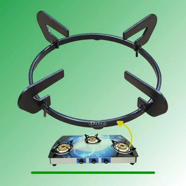 Delta_Gas_Stove_Black_Powder_Coated_Heavy_Duty_Rust_Resistent_Pan_Support_Stand_Pin_To_Size_140_Mm_Glass_Top_Compatible_Metal_Construction_Pack_Of_1
