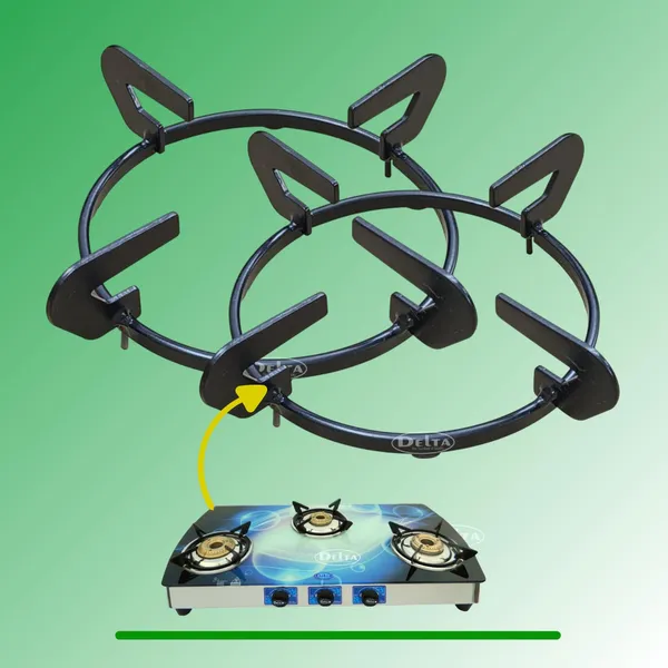 Delta_Gas_Stove_Black_Powder_Coated_Rust_Resistent_Pan_Support_Stand_Pin_2_Size_140_Mm_Glass_Top_Compatible_Metal_Construction_Pack_Of