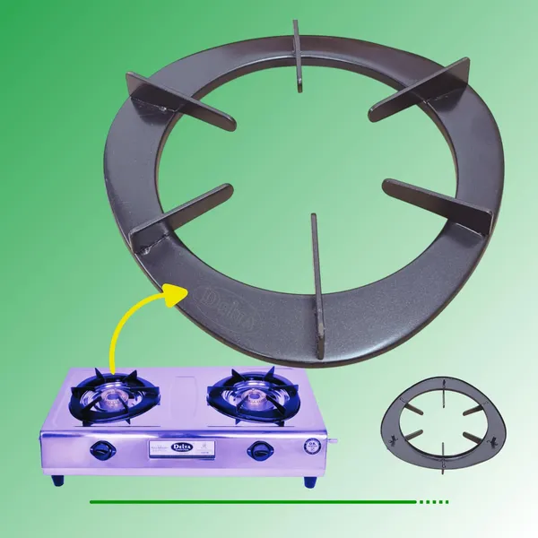 Delta_Gas_Stove_Parts_Black_Powder_Coated_Rust_Proof_Heavy_Duty_Pan_Support_Stand_For_Oval_Shape_Pan_support_Edge_To_Size_22.5X22.5X3_Cm_And_Tri_Pin_175_Mm_Pack_Of_1