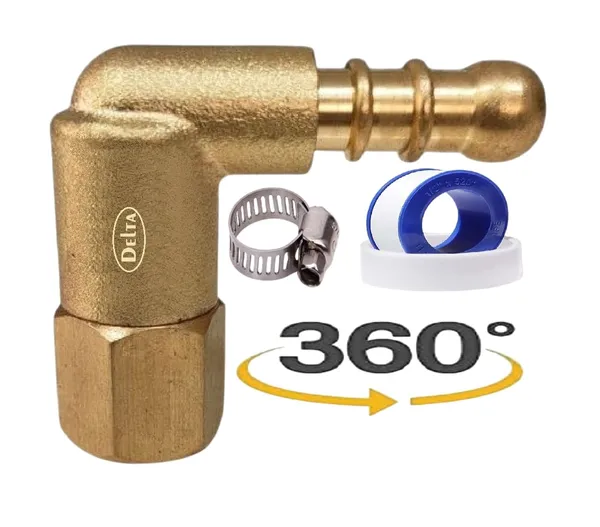Delta_360_Revolving_Zink_Casted_Nozzle_Gas_Pipe_Connector_1_4_Bspt_X_10_Mm_Thread_Stove_Parts_Included_Leakproof_Ptfe_Seal_Teflon_Tape_Hose_Clamp