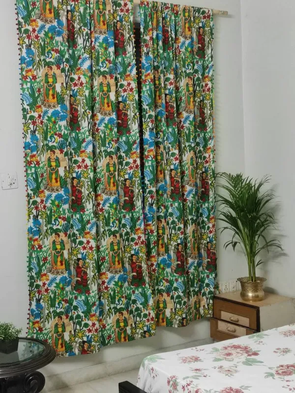 Frida_Kahlo_Print_Cotton_Curtains:_Boho_Decor,_Set_Of_2