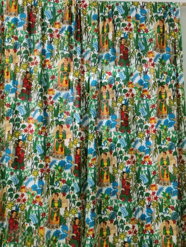Frida_Kahlo_Print_Cotton_Curtains:_Boho_Decor,_Set_Of_2