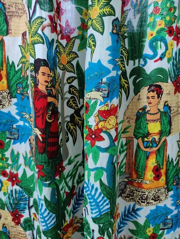 Frida_Kahlo_Print_Cotton_Curtains:_Boho_Decor,_Set_Of_2