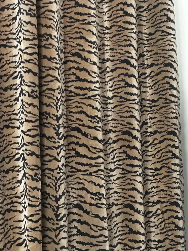 Vintage_Style_Beige/Brown_Velvet_Curtain:_Tiger_Print_Can_Be_Custmize_Boho_Decor.