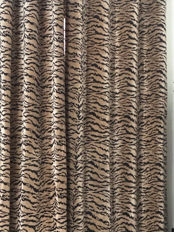 Vintage_Style_Beige/Brown_Velvet_Curtain:_Tiger_Print_Can_Be_Custmize_Boho_Decor.