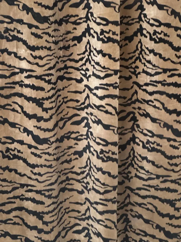 Vintage_Style_Beige/Brown_Velvet_Curtain:_Tiger_Print_Can_Be_Custmize_Boho_Decor.
