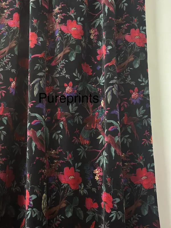 Black_Bird_Print_Velvet_Curtain:_Boho_Style_Drapes,_Custom_Size