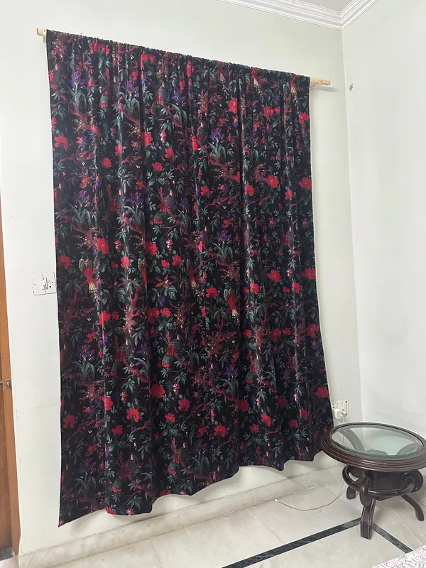 Black_Bird_Print_Velvet_Curtain:_Boho_Style_Drapes,_Custom_Size