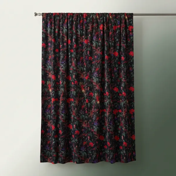 Black_Bird_Print_Velvet_Curtain:_Boho_Style_Drapes,_Custom_Size