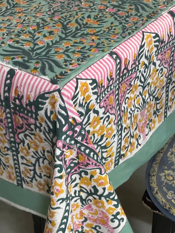 Hand_Block_Print_Tablecloth:_Indian_Floral_Design,_Rectangular_Fine_Dining_Cloth