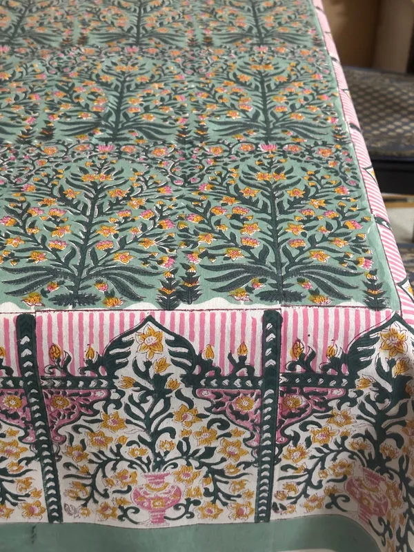 Hand_Block_Print_Tablecloth:_Indian_Floral_Design,_Rectangular_Fine_Dining_Cloth