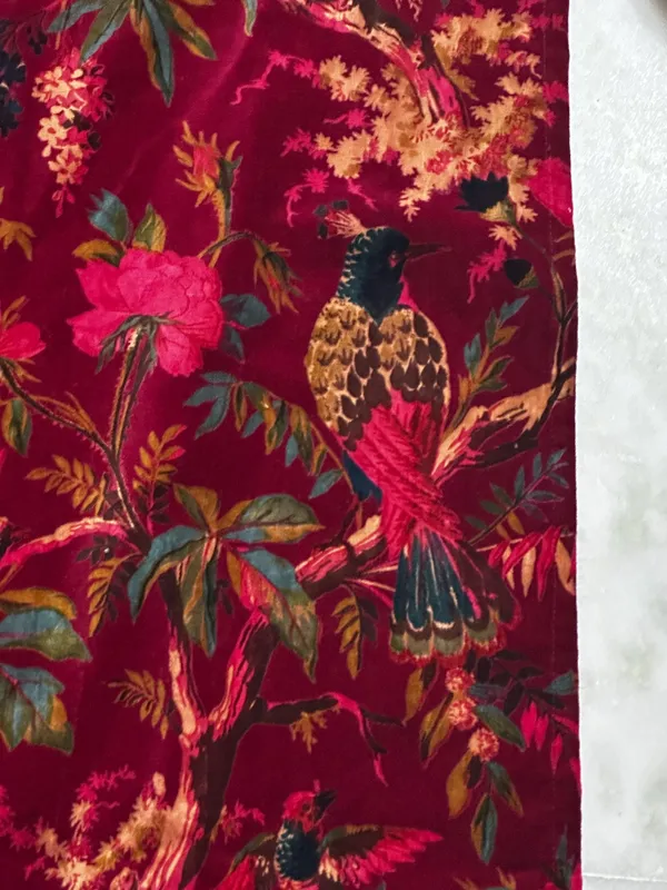 Wine_Red_Cotton_Velvet_Curtains:_Floral_Bird_Print_Boho_Drapes