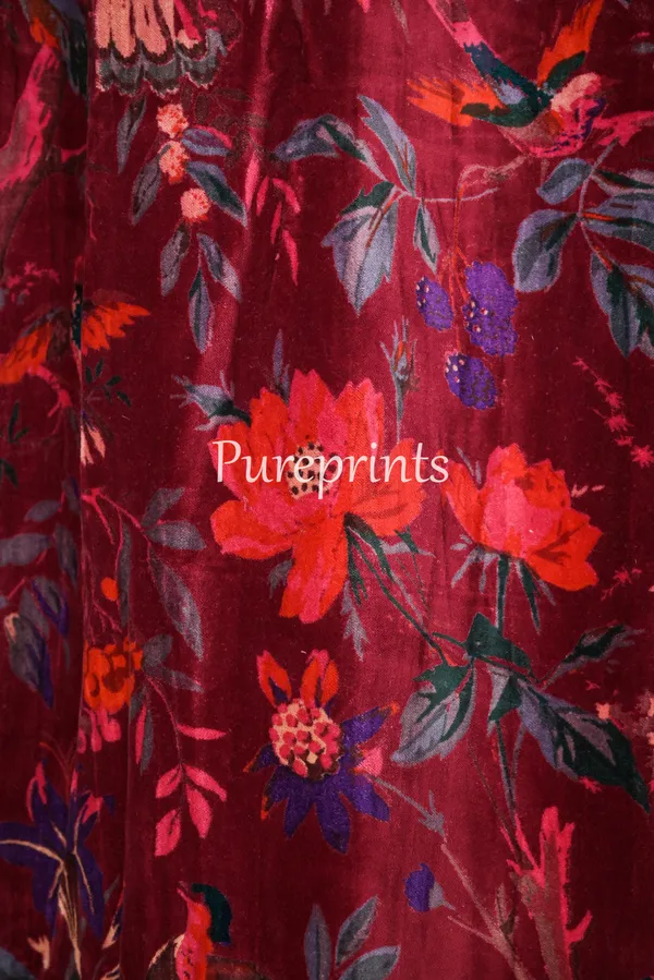 Wine_Red_Cotton_Velvet_Curtains:_Floral_Bird_Print_Boho_Drapes