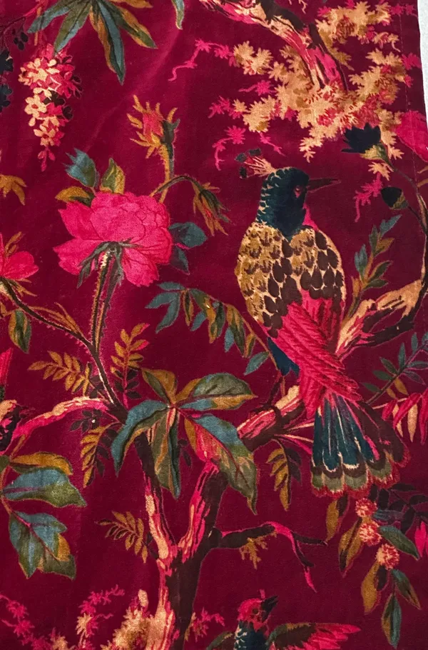 Wine_Red_Cotton_Velvet_Curtains:_Floral_Bird_Print_Boho_Drapes