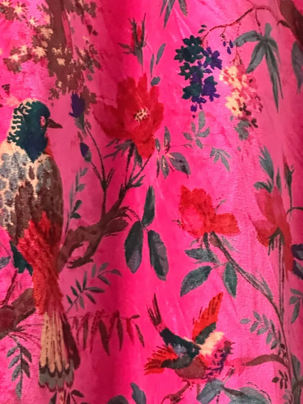 Hot_Pink_Velvet_Curtain:_Bird_Print_Boho_Drapes