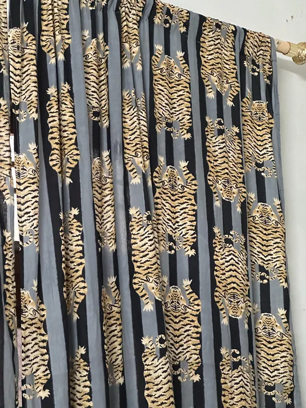 Tiger_Print_Cotton_Curtain_Panel_Set:_Black_&_Gray_Boho_Drapes