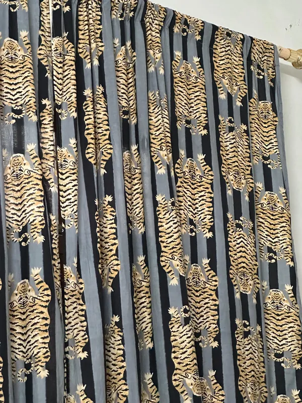 Tiger_Print_Cotton_Curtain_Panel_Set:_Black_&_Gray_Boho_Drapes