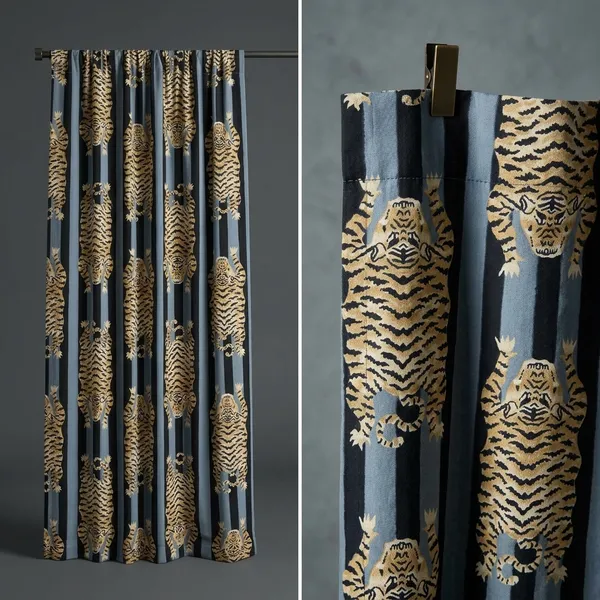Tiger_Print_Cotton_Curtain_Panel_Set:_Black_&_Gray_Boho_Drapes