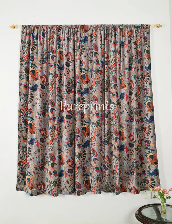 Floral_Cotton_Velvet_Curtain:_Boho_Drapes,_57"_Wide