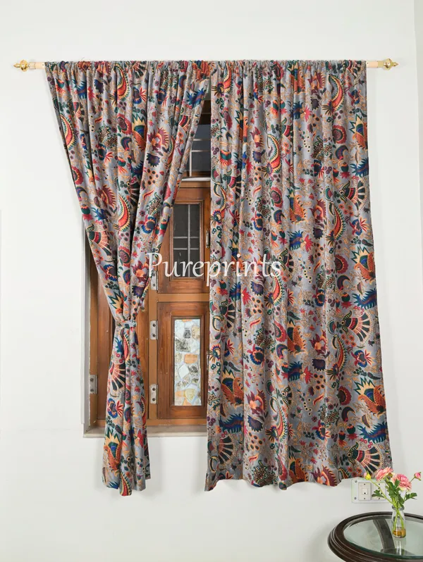 Floral_Cotton_Velvet_Curtain:_Boho_Drapes,_57"_Wide