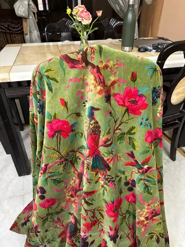 Handmade_Olive_Bird_Print_Cotton_Velvet_Curtains_|_Luxury_Custom_Drapery