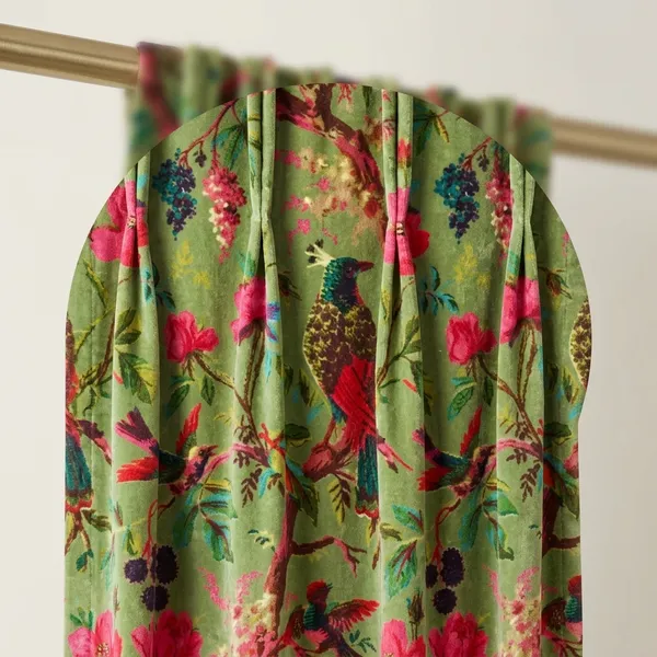 Handmade_Olive_Bird_Print_Cotton_Velvet_Curtains_|_Luxury_Custom_Drapery
