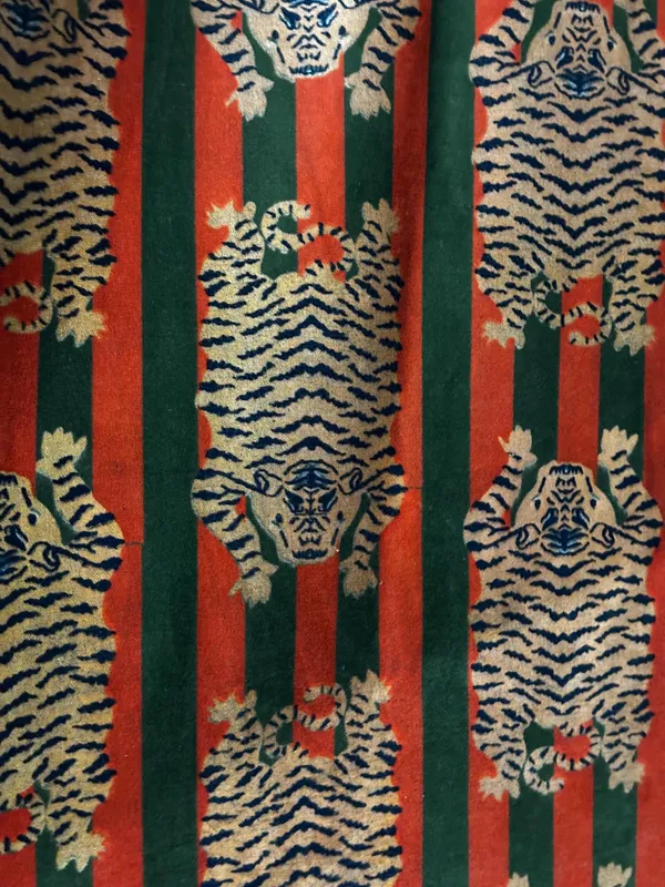 Tiger_Art_Print_Velvet_Curtains:_Orange_And_Green_Stripes_Boho_Drapes_-_Custom_Size