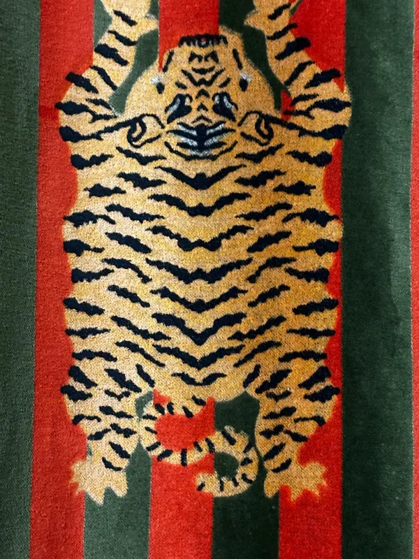 Tiger_Art_Print_Velvet_Curtains:_Orange_And_Green_Stripes_Boho_Drapes_-_Custom_Size
