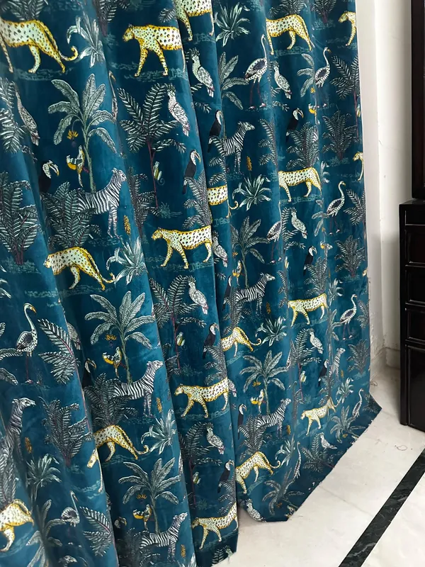 Custom_Teal_Tropical_Safari_Cotton_Velvet_Curtains_-_Luxury_Zebra_&_Toucan_Print_Drapes_-_Bespoke_Sizes