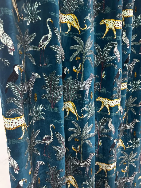 Custom_Teal_Tropical_Safari_Cotton_Velvet_Curtains_-_Luxury_Zebra_&_Toucan_Print_Drapes_-_Bespoke_Sizes