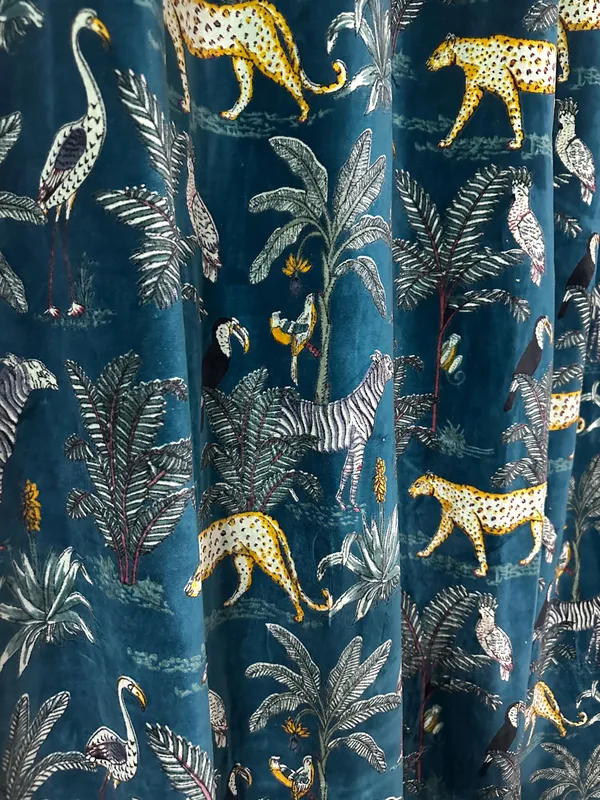 Custom_Teal_Tropical_Safari_Cotton_Velvet_Curtains_-_Luxury_Zebra_&_Toucan_Print_Drapes_-_Bespoke_Sizes