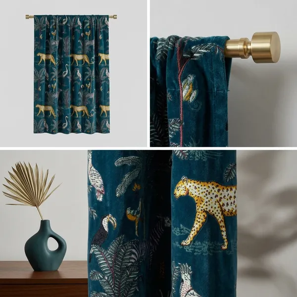 Custom_Teal_Tropical_Safari_Cotton_Velvet_Curtains_-_Luxury_Zebra_&_Toucan_Print_Drapes_-_Bespoke_Sizes