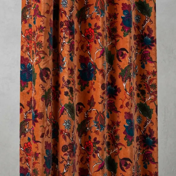 Earthy_Elegance:_Deep_Rust_Floral_Patterned_Velvet_Window_Treatments