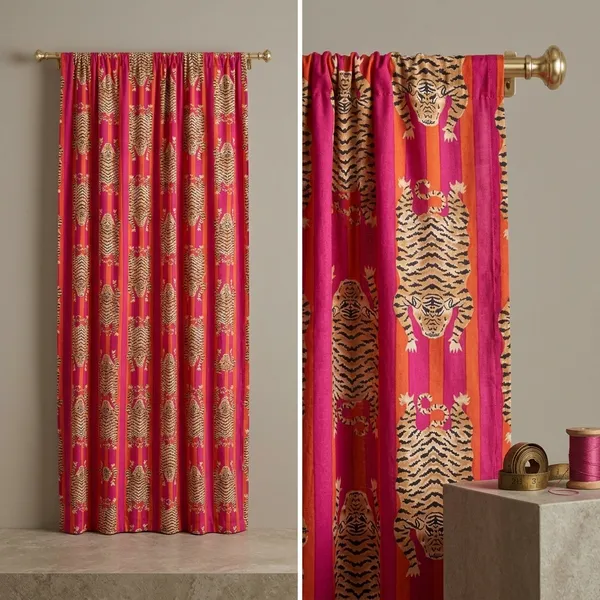 Tiger_Print_Curtain,_Boho_Cotton_Drapes,_Set_Of_2