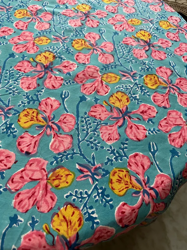 Hand_Block_Print_Round_Tablecloth:_Floral_Sheeting_Fabric,_8_Seater