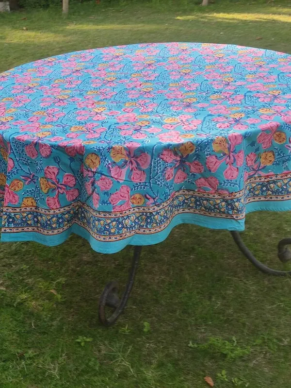 Hand_Block_Print_Round_Tablecloth:_Floral_Sheeting_Fabric,_8_Seater
