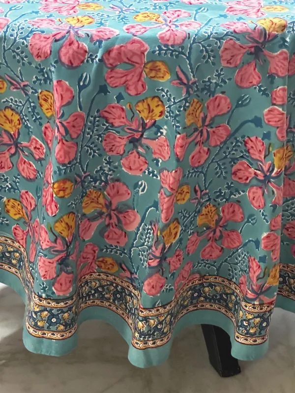 Hand_Block_Print_Round_Tablecloth:_Floral_Sheeting_Fabric,_8_Seater