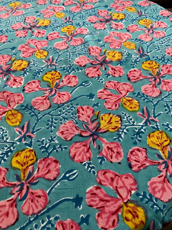 Hand_Block_Print_Round_Tablecloth:_Floral_Sheeting_Fabric,_8_Seater