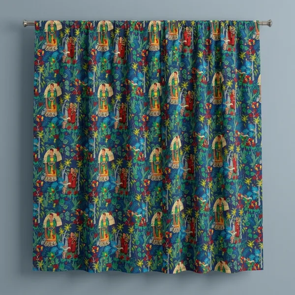 Frida_Kahlo_Print_Curtain:_Blue_Bohemian_Decor,_Set_Of_2_Panels