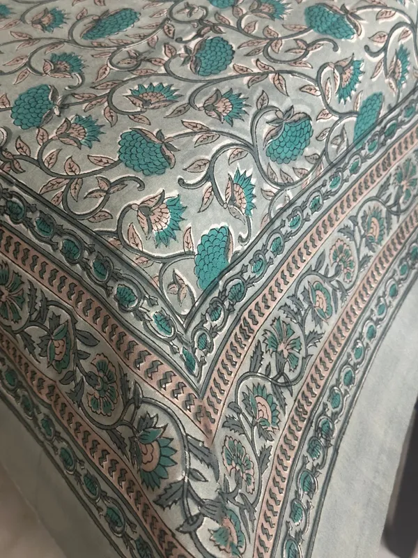 Hand_Block_Print_Cotton_Tablecloth:_Indian_Floral_Design