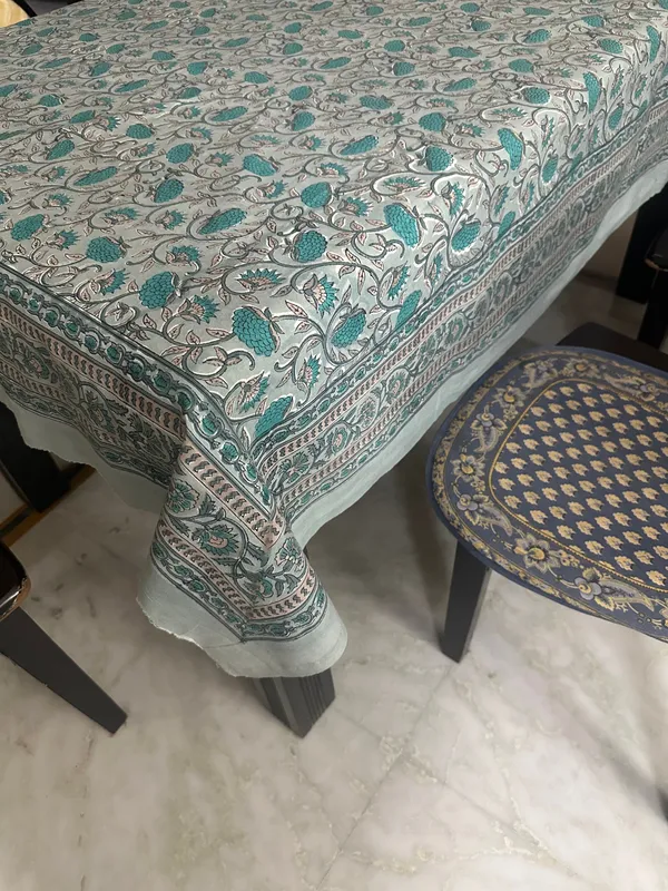 Hand_Block_Print_Cotton_Tablecloth:_Indian_Floral_Design